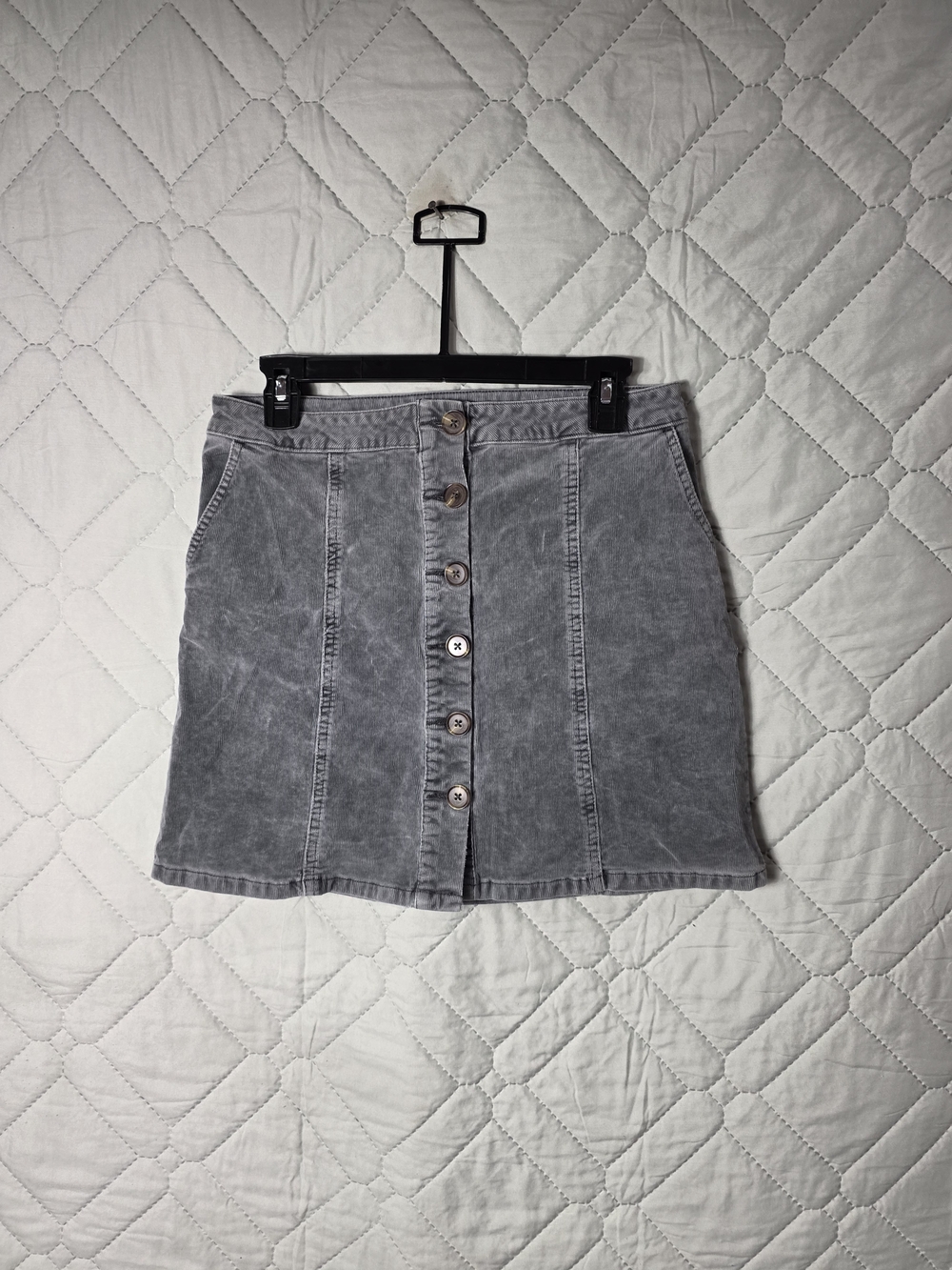 Maurices Gray Button-Front A-Line Skirt - Women Sz 10
